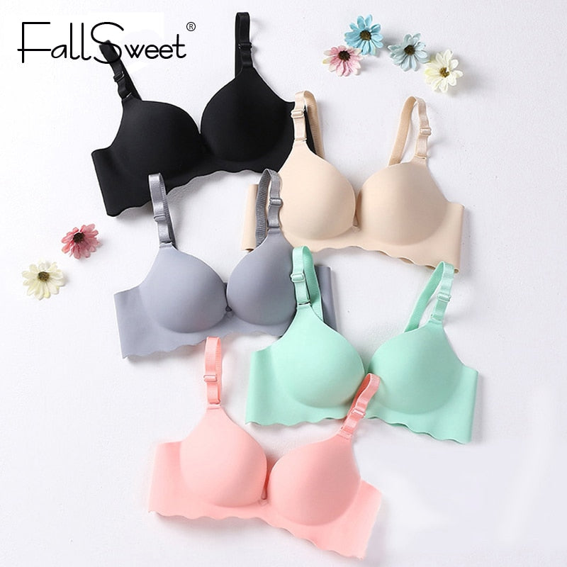FallSweet Seamless Push Up Bras for A B C cup No wire Plunge Brassiere for Women Lovely Classic - Hiccupzz