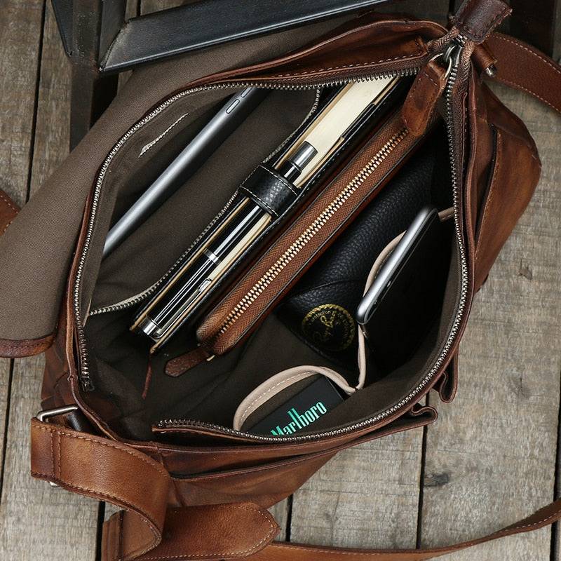 Vintage Genuine Leather Messenger Bag for men - Hiccupzz