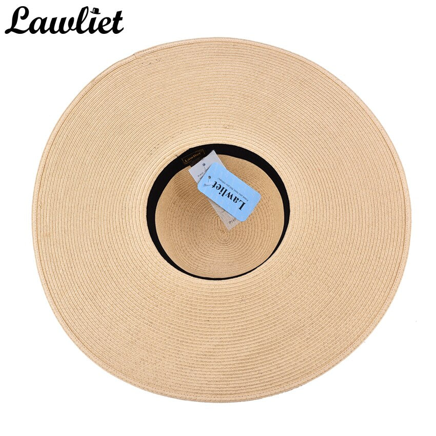 7.1''/18cm Foldable Oversized Huge Wide Brim Sun Beach Hats Straw Summer Wedding Womens Ladies Floppy Party Dressy - Hiccupzz