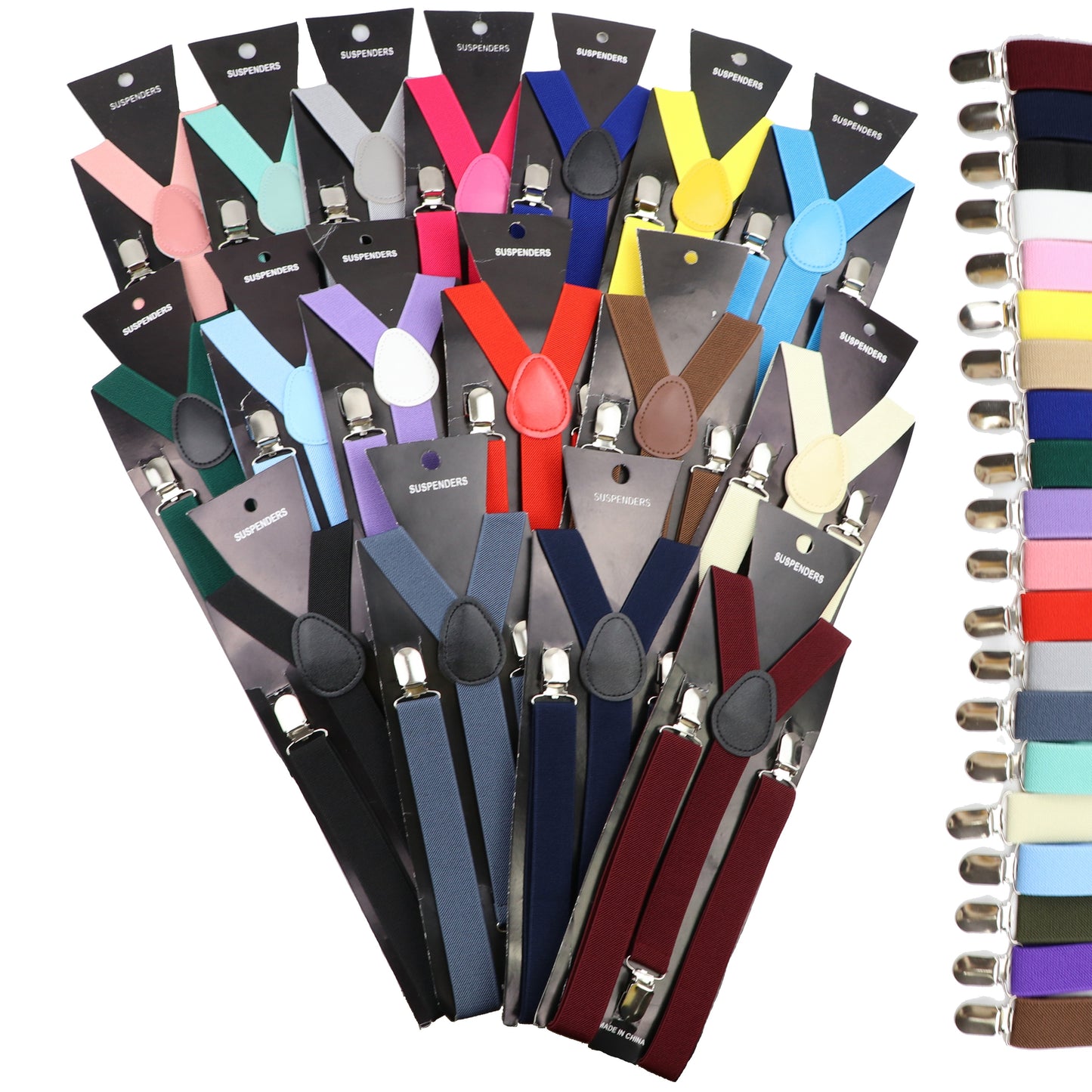 Solid Color Elastic Leather Suspenders Braces Men Women Black Blue Red Adjustable Straps For Wedding Suit Skirt Accessories Gift - Hiccupzz