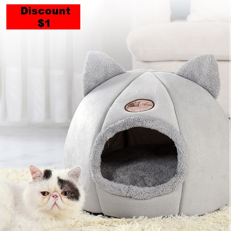 New Deep Sleep Comfort In Winter Cat Bed Iittle Mat Basket Small Dog House Products Pets Tent Cozy Cave Nest Indoor Cama Gato - Hiccupzz