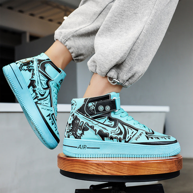 Ziitop Hot Sale Anime Shoes One Piece High-top Sneakers Walking Style Shoes Graffiti Trend Men's Casual Shoe - Hiccupzz