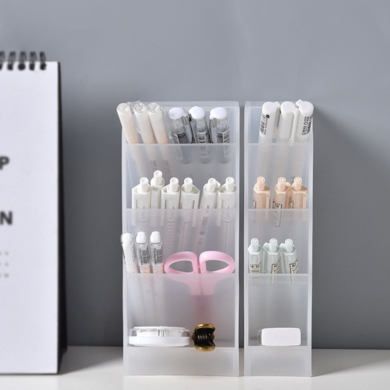 Creative Multifunctional 4 Grid Desktop Organizer Pen Holder Makeup Storage Box School Office Accessories Stationery - Hiccupzz