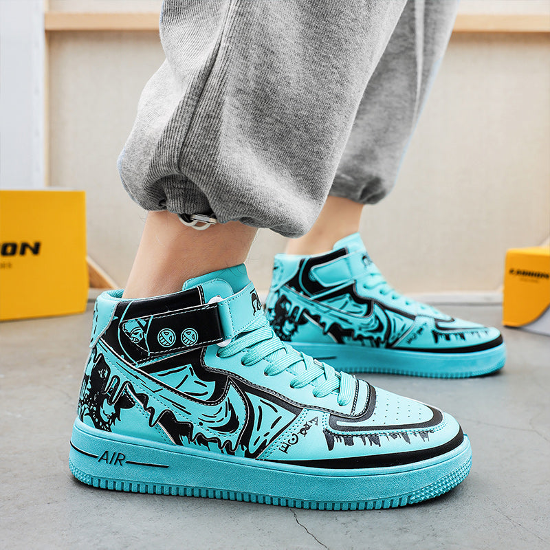Ziitop Hot Sale Anime Shoes One Piece High-top Sneakers Walking Style Shoes Graffiti Trend Men's Casual Shoe - Hiccupzz
