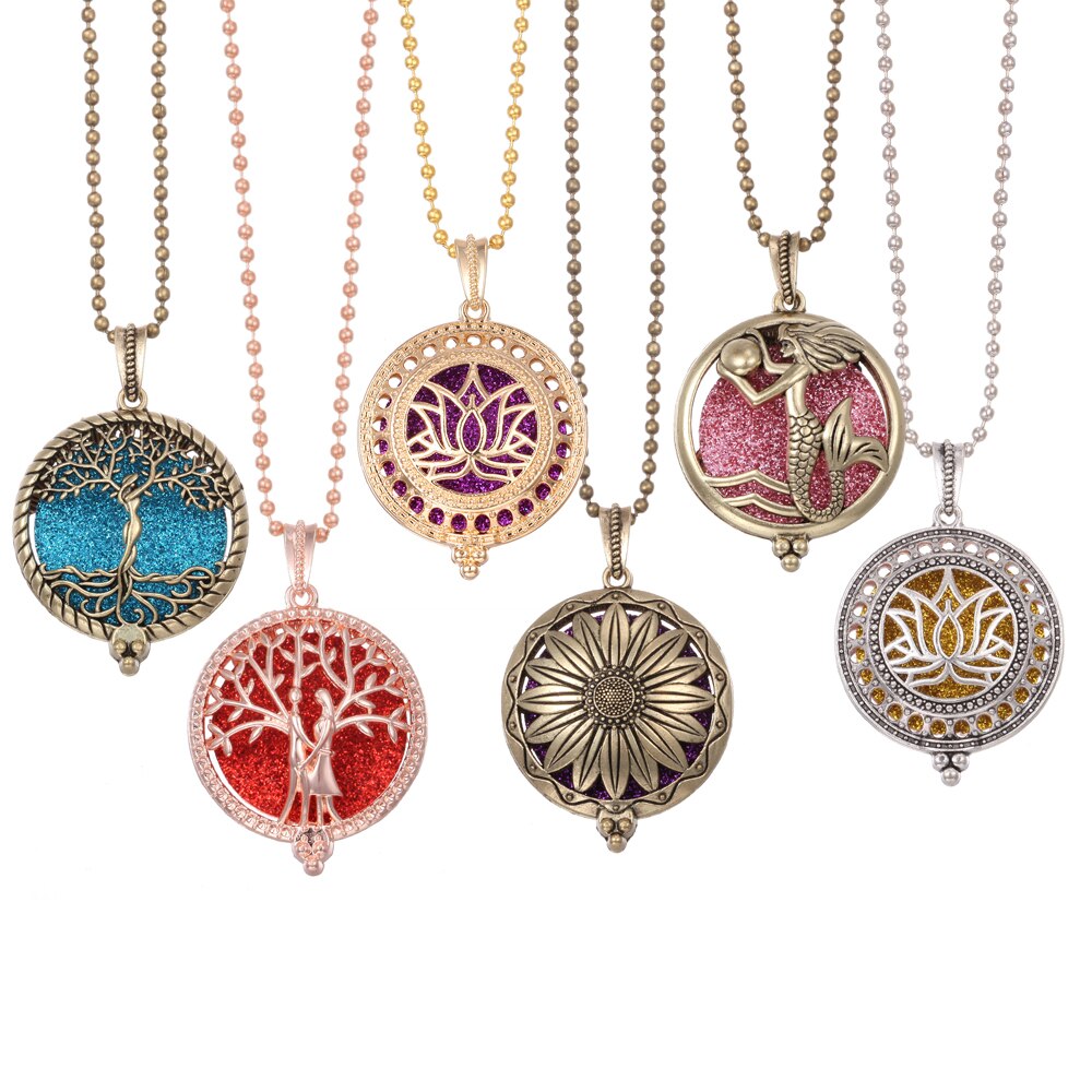 Aromatherapy Necklace Tree of Life Diffuser,Pendant Essential Oil Perfume Aroma Diffuser Necklace - Hiccupzz