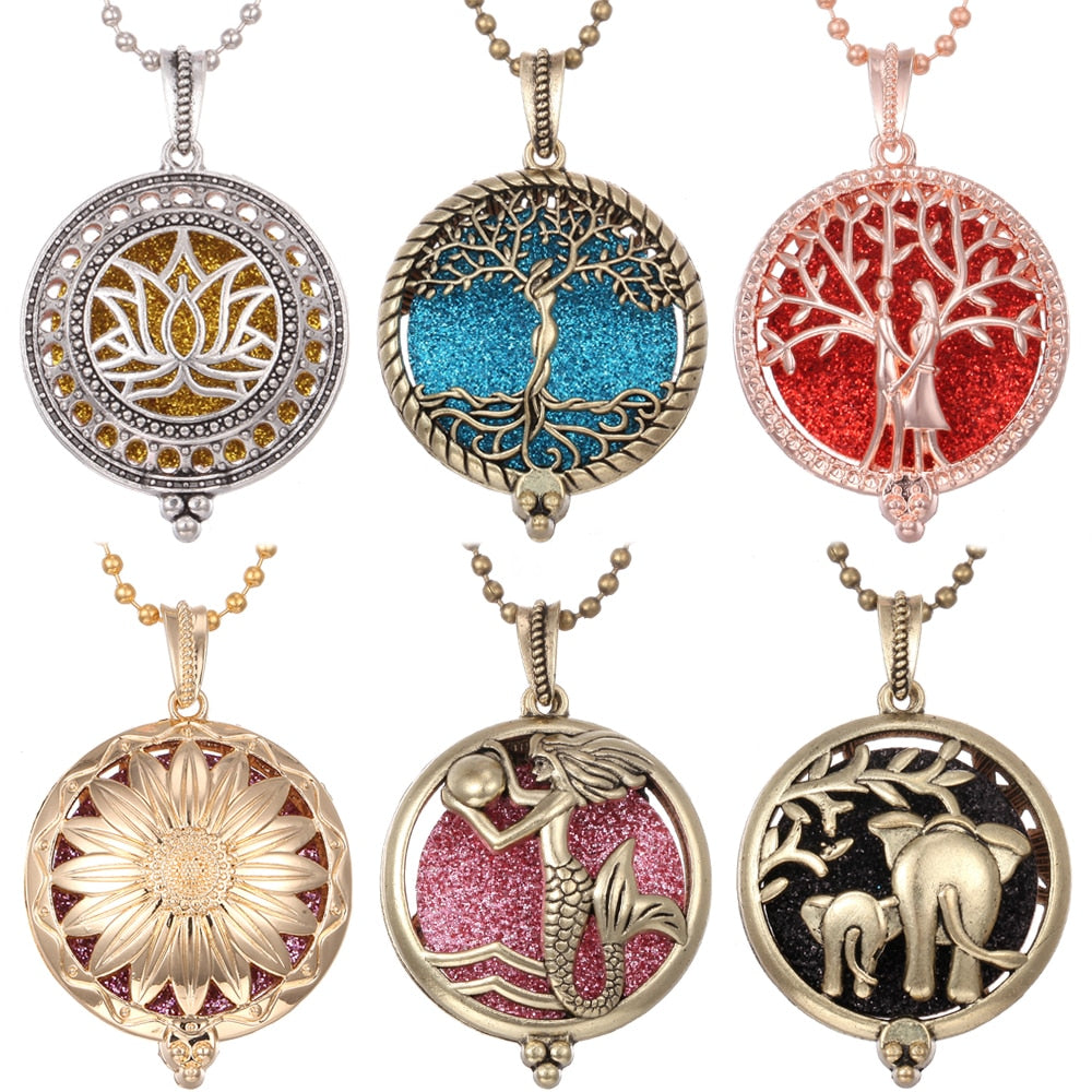 Aromatherapy Necklace Tree of Life Diffuser,Pendant Essential Oil Perfume Aroma Diffuser Necklace - Hiccupzz