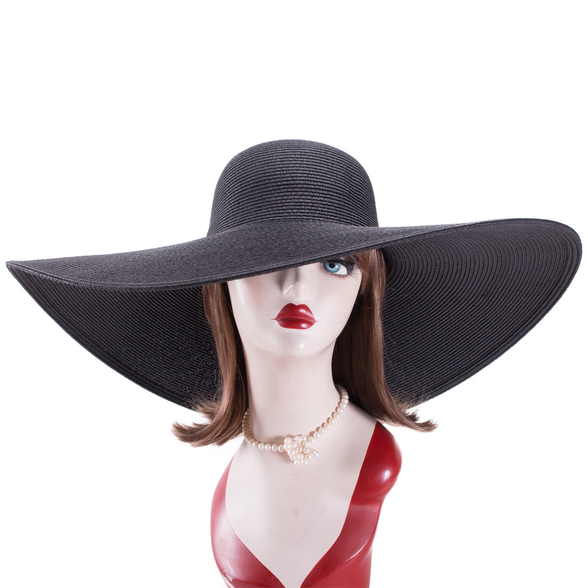 7.1''/18cm Foldable Oversized Huge Wide Brim Sun Beach Hats Straw Summer Wedding Womens Ladies Floppy Party Dressy - Hiccupzz