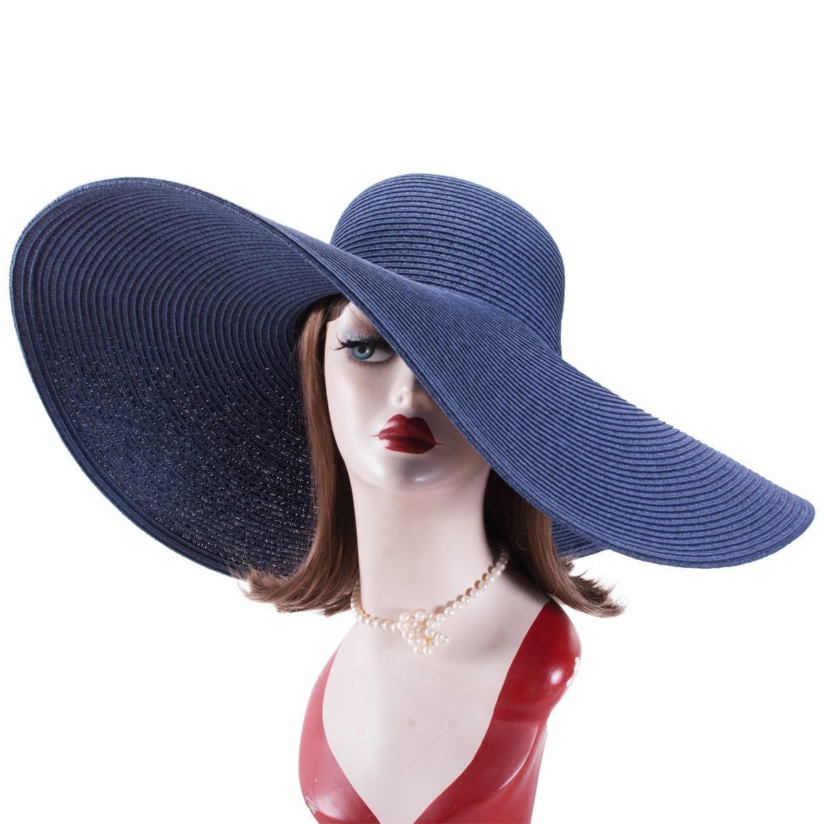 7.1''/18cm Foldable Oversized Huge Wide Brim Sun Beach Hats Straw Summer Wedding Womens Ladies Floppy Party Dressy - Hiccupzz