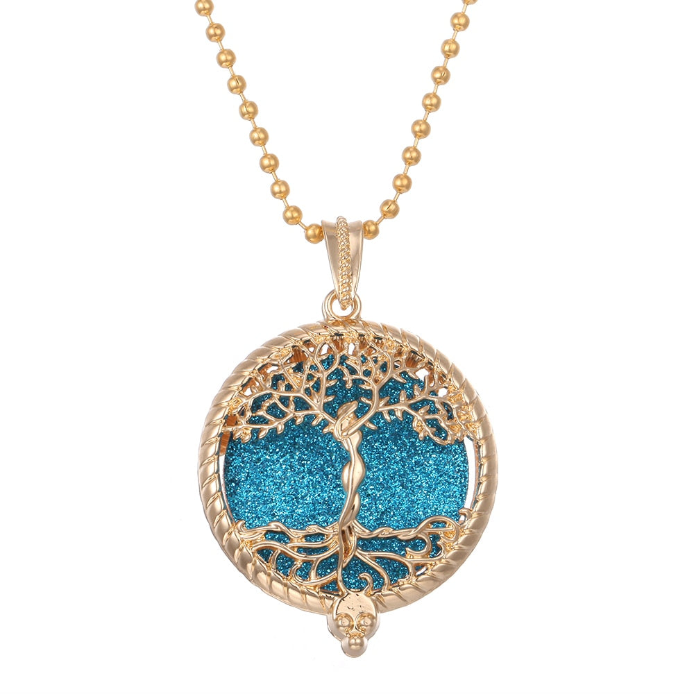 Aromatherapy Necklace Tree of Life Diffuser,Pendant Essential Oil Perfume Aroma Diffuser Necklace - Hiccupzz