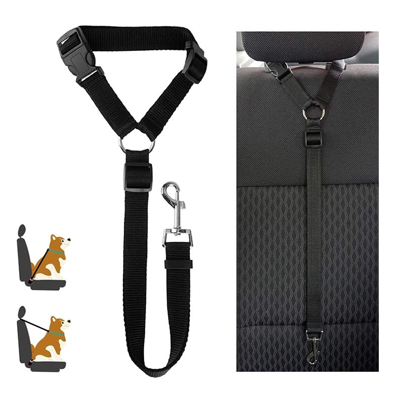 Two-in-one Nylon Adjustable Dogs Harness Collar Pet dog Accessories Pet Car Seat Belt Lead Leash Backseat Safety Belt - Hiccupzz