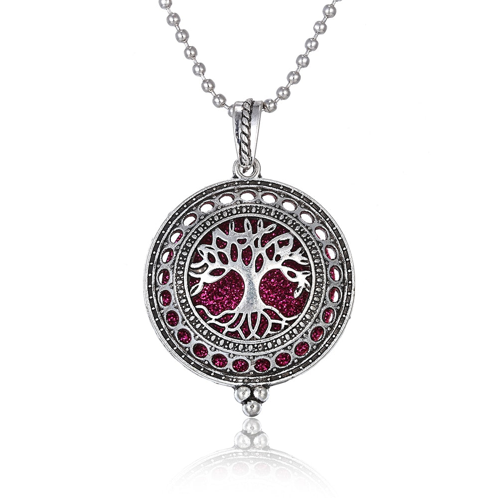 Aromatherapy Necklace Tree of Life Diffuser,Pendant Essential Oil Perfume Aroma Diffuser Necklace - Hiccupzz