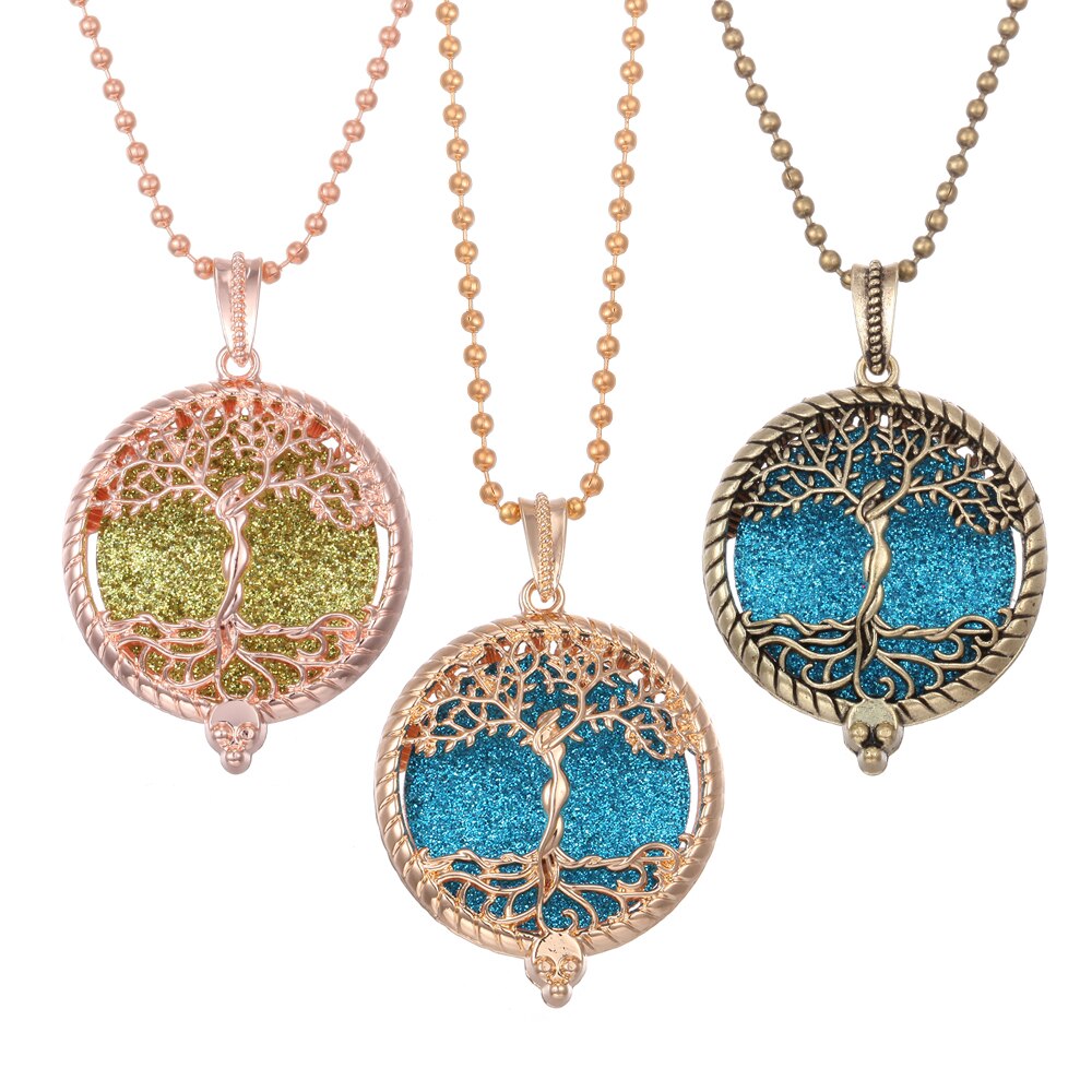 Aromatherapy Necklace Tree of Life Diffuser,Pendant Essential Oil Perfume Aroma Diffuser Necklace - Hiccupzz