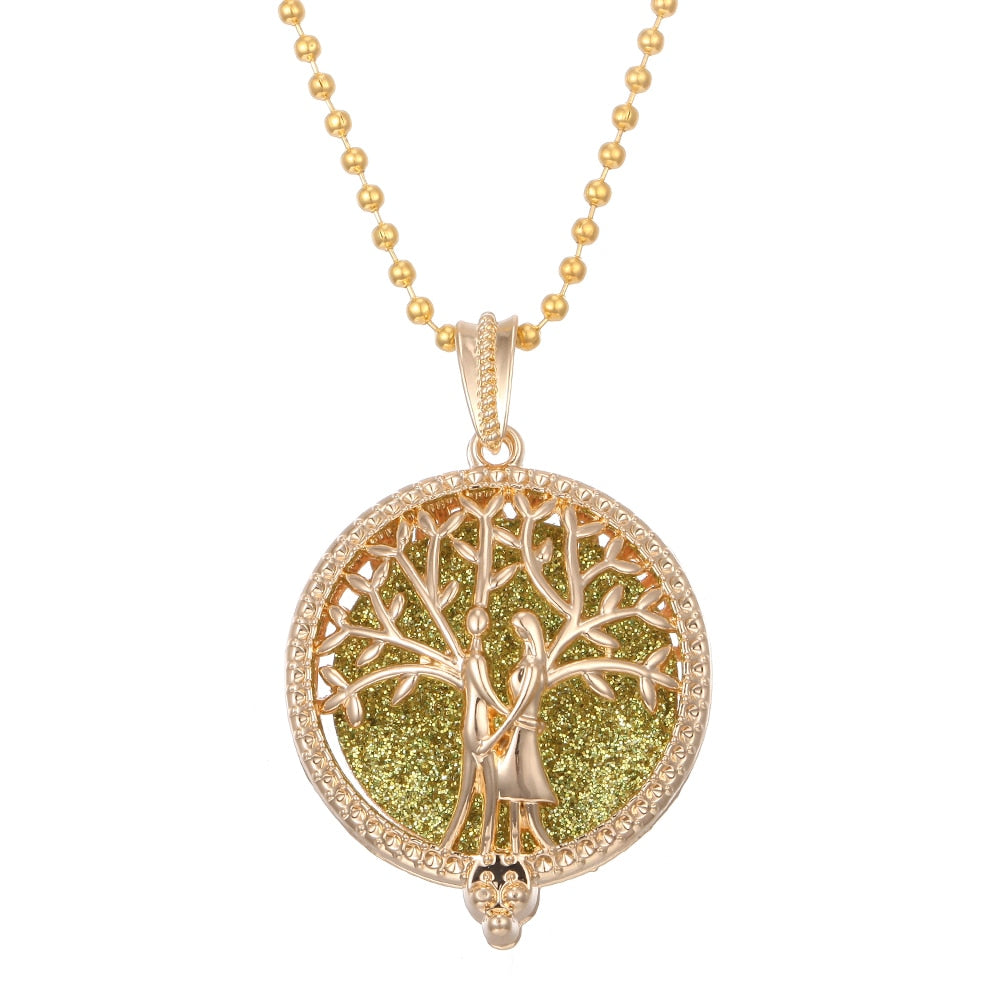 Aromatherapy Necklace Tree of Life Diffuser,Pendant Essential Oil Perfume Aroma Diffuser Necklace - Hiccupzz