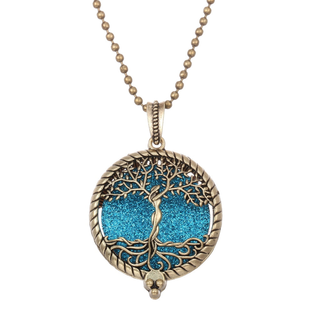 Aromatherapy Necklace Tree of Life Diffuser,Pendant Essential Oil Perfume Aroma Diffuser Necklace - Hiccupzz