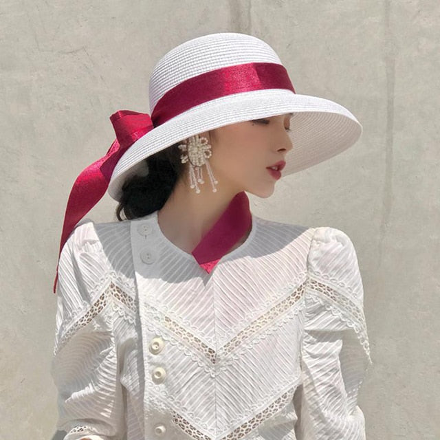 Summer hat new female sun hat folding beach hat big brim travel sunscreen Hepburn wind sun hat travel - Hiccupzz