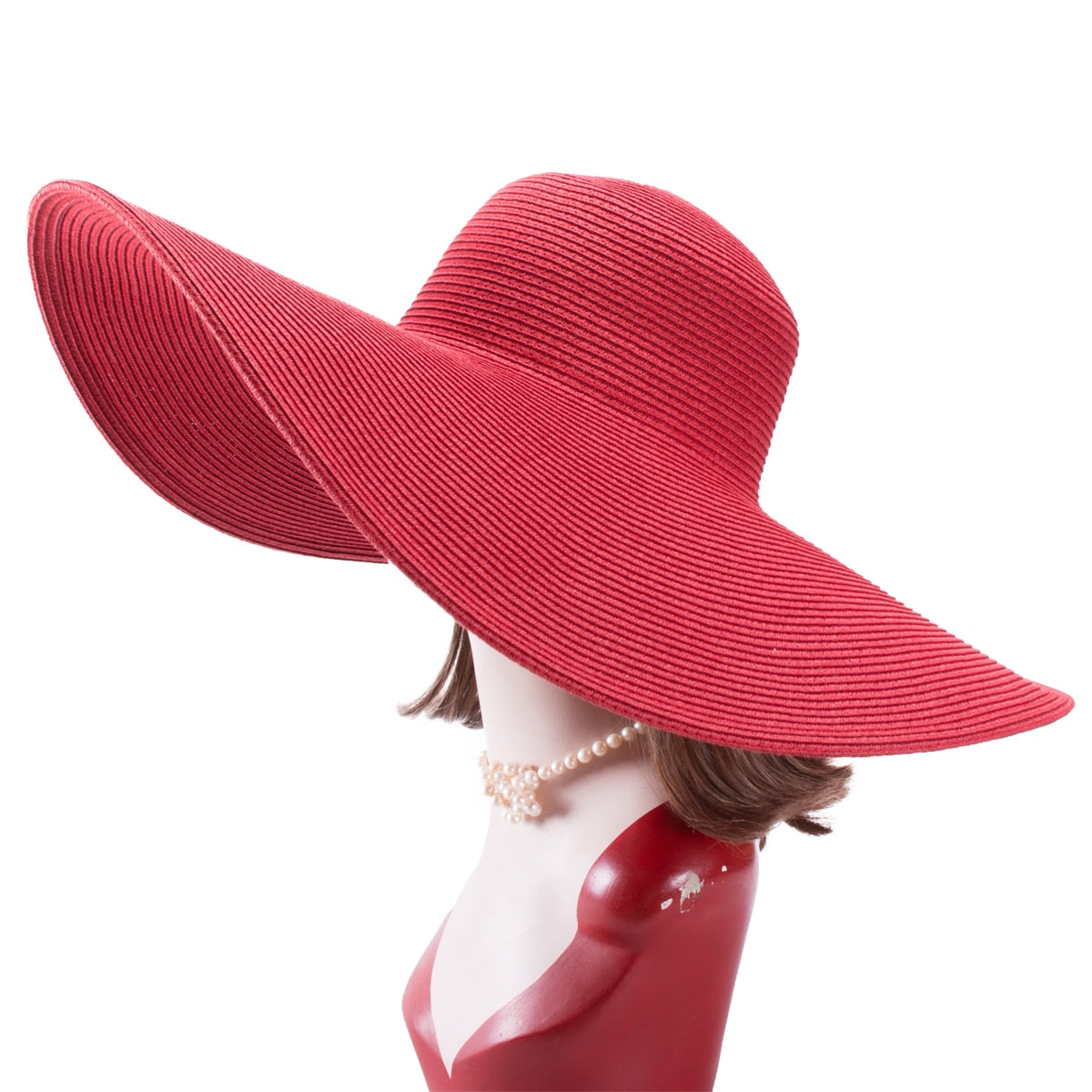 7.1''/18cm Foldable Oversized Huge Wide Brim Sun Beach Hats Straw Summer Wedding Womens Ladies Floppy Party Dressy - Hiccupzz
