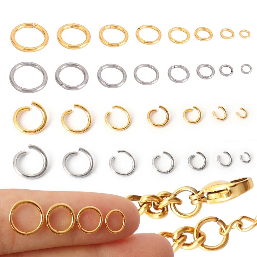 100pcs/Lot 14mm Stainless Steel Open Jump Rings Split Rings Connector for  Jewelry Making Findings Accessories Supplies 14 Sizes (1.2 x 14mm-100pcs)