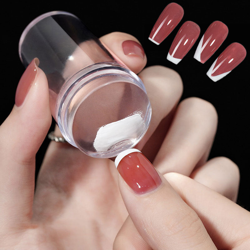 Transparent Nail Stamper with Scraper 2pcs Jelly Silicone Stamp for French Nails - Hiccupzz