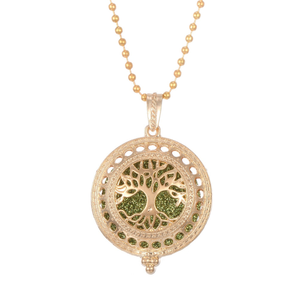 Aromatherapy Necklace Tree of Life Diffuser,Pendant Essential Oil Perfume Aroma Diffuser Necklace - Hiccupzz