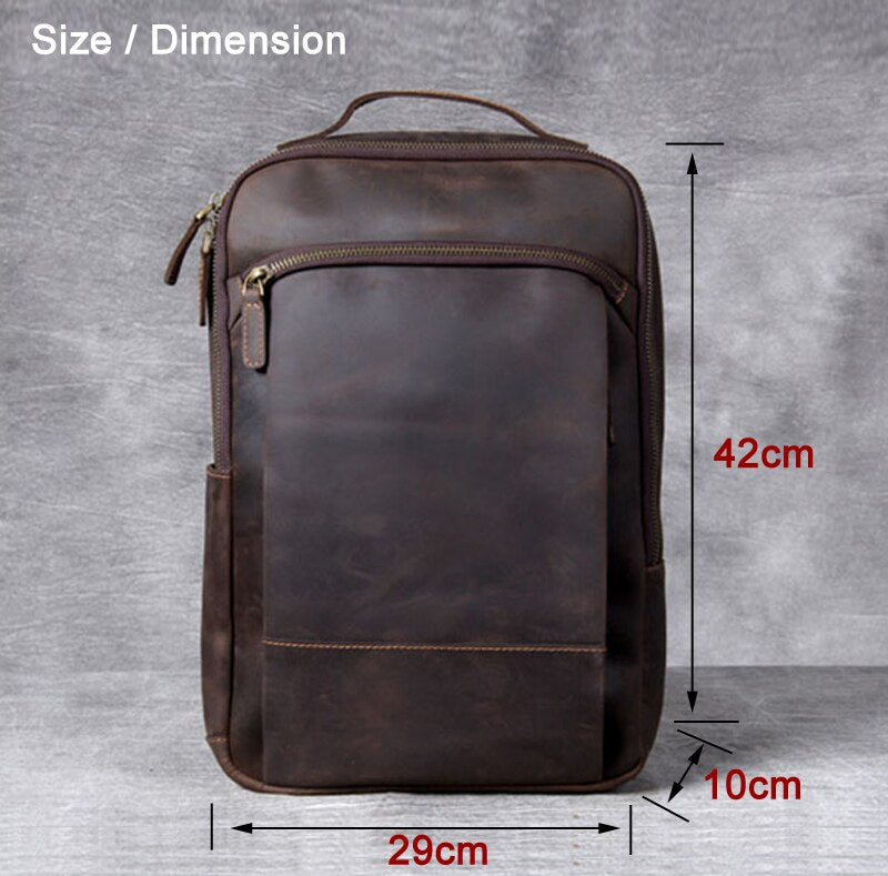 Vintage Crazy Horse Genuine Leather Backpack for Men - Hiccupzz