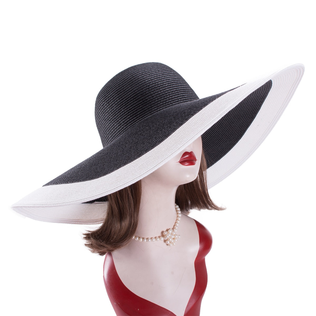 7.1''/18cm Foldable Oversized Huge Wide Brim Sun Beach Hats Straw Summer Wedding Womens Ladies Floppy Party Dressy - Hiccupzz