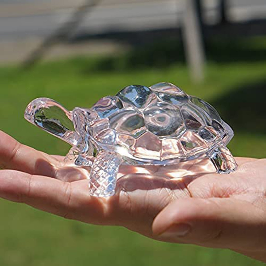 Crystal Turtle Figurine Miniature Tortoise Statue Chinese Lucky Feng Shui Ornament for Home Office Desk Decoration Accessories - Hiccupzz