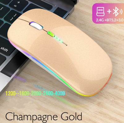 New Bluetooth Wireless Mouse with USB Rechargeable RGB Mouse for Computer Laptop PC Macbook Gaming Mouse Gamer 2.4GHz Portable M - Hiccupzz