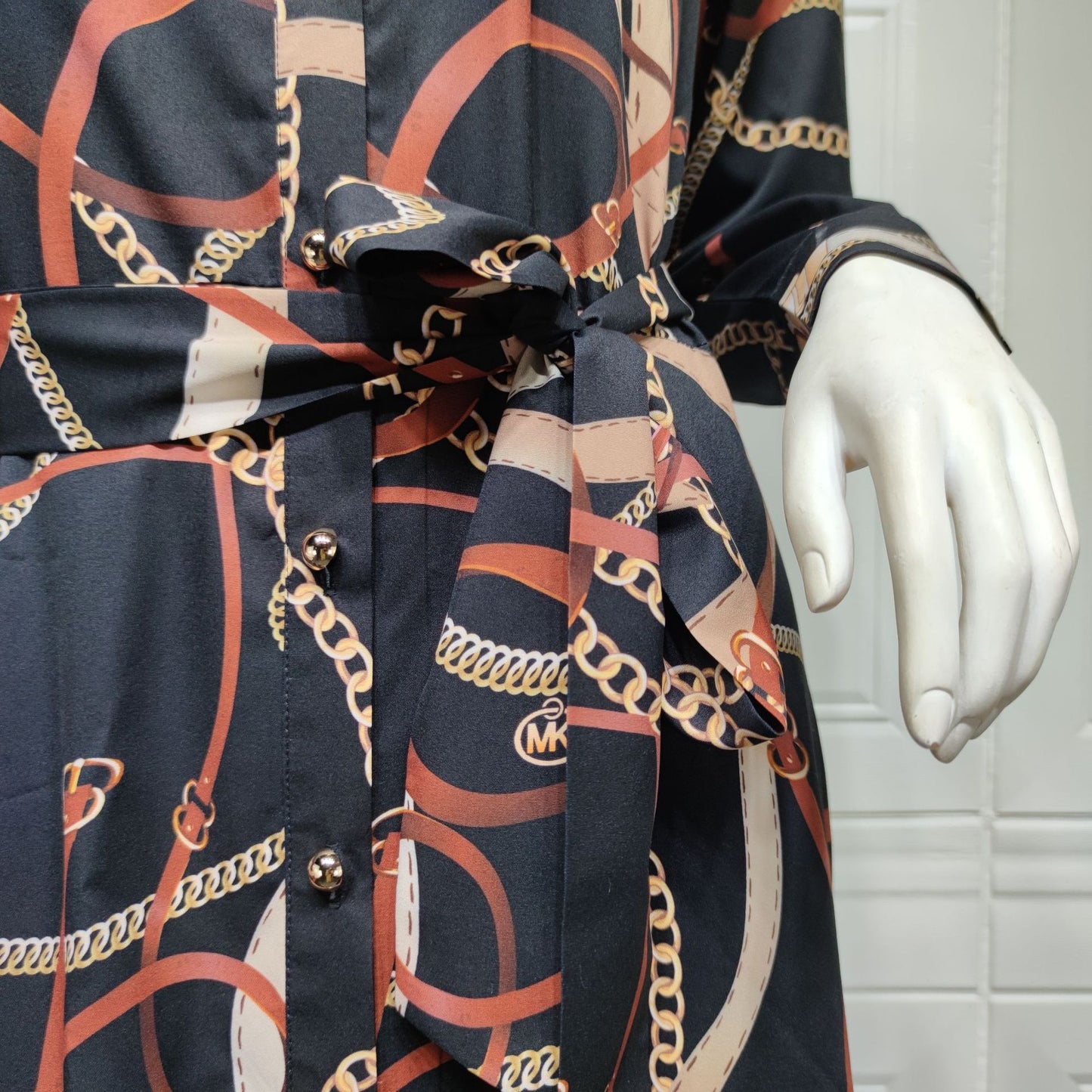 Women's V-neck Printed Dress With Belt - Hiccupzz