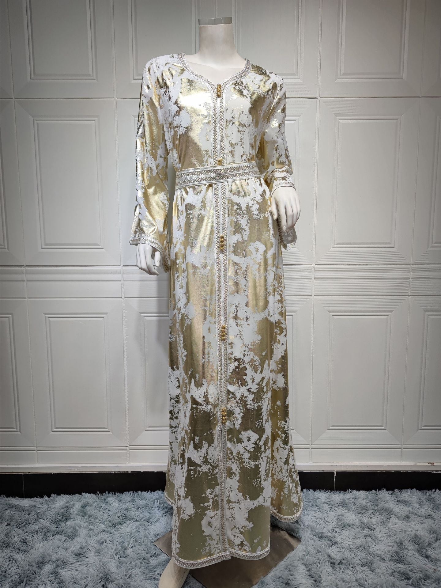 Muslim Gilded Robe Women's Two-piece Set With Belt - Hiccupzz