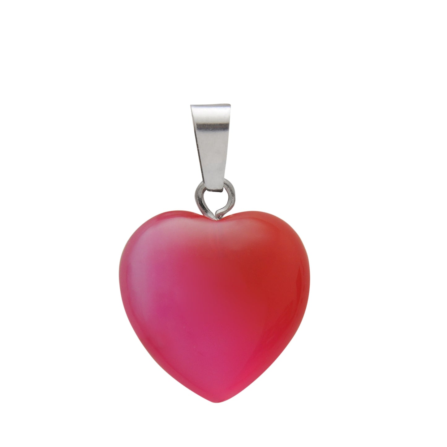 Hand-carved Love Heart Shaped Rough Stone Peach Heart Crystal Necklace - Hiccupzz