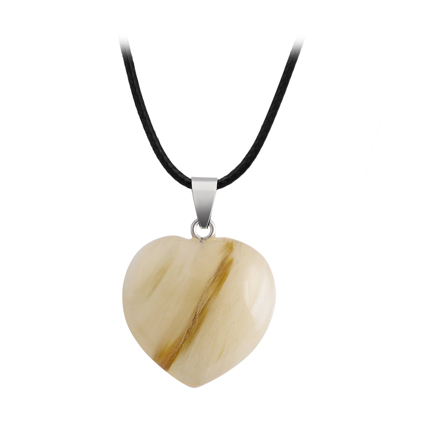 Hand-carved Love Heart Shaped Rough Stone Peach Heart Crystal Necklace - Hiccupzz