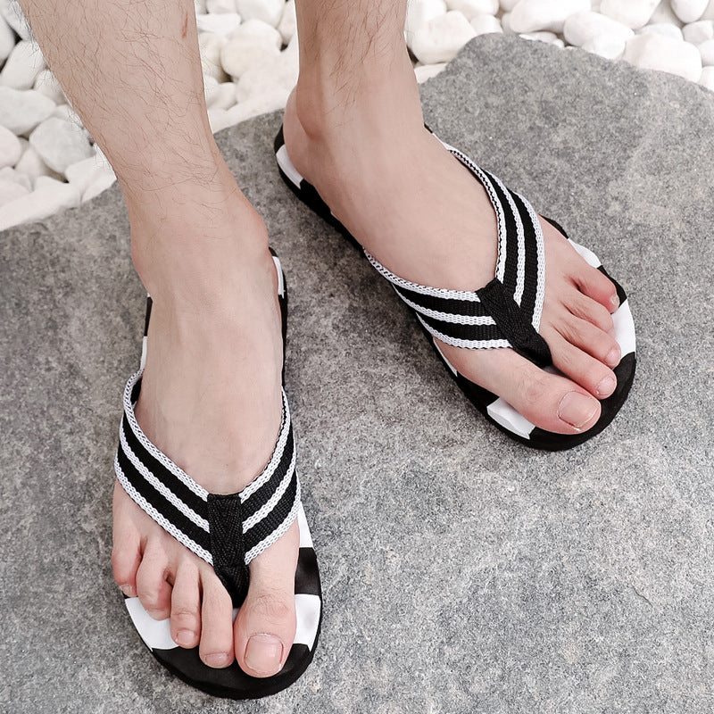 Summer New Color Matching Massage Student Flip Flops Men's Simplicity Fashion Outerwear Personal Leisure Beach Shoes - Hiccupzz