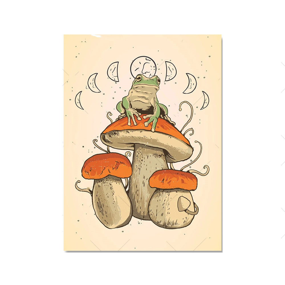 Home Decor Frog Mushroom Canvas Painting Wall Poster - Hiccupzz