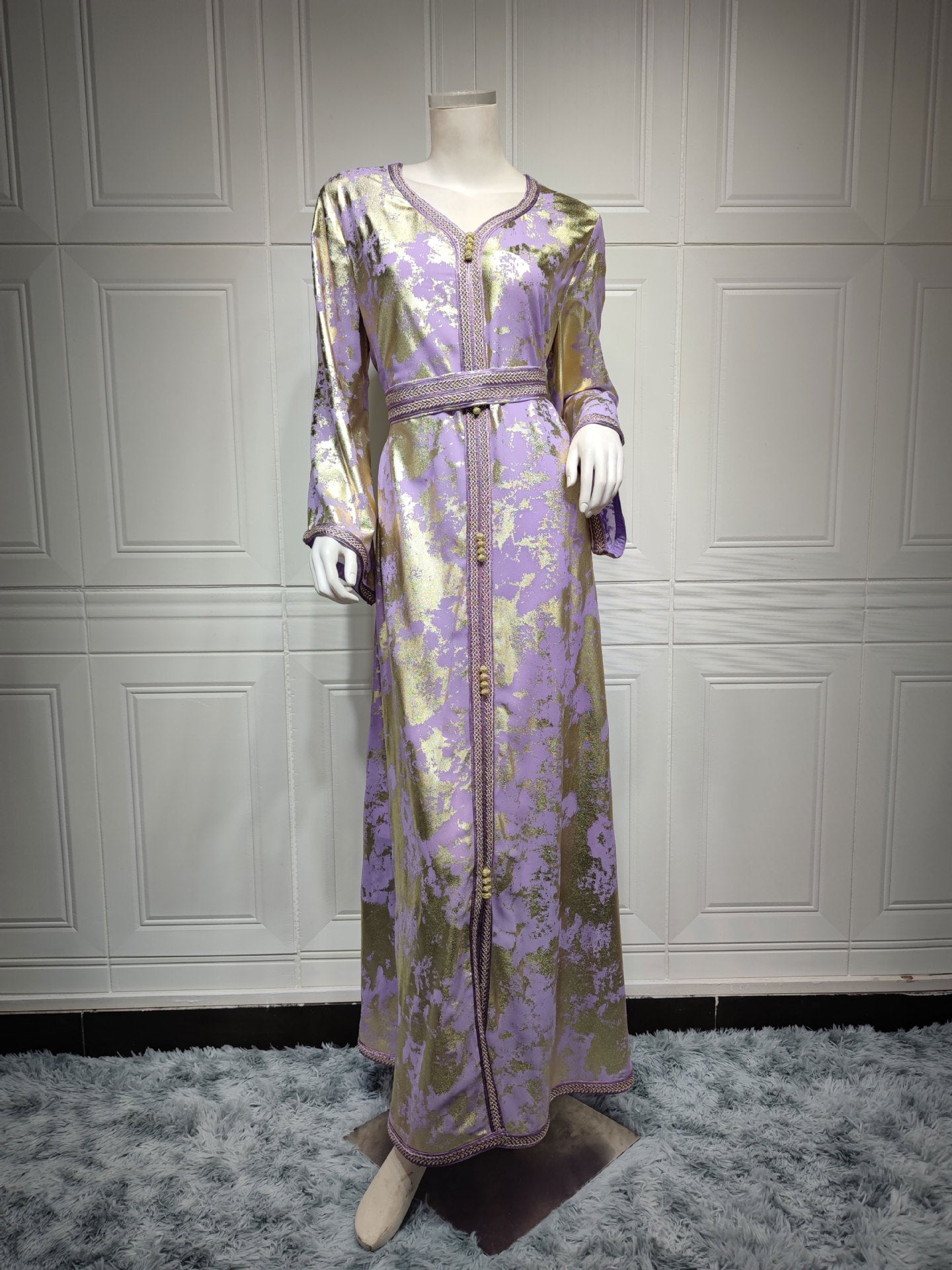 Muslim Gilded Robe Women's Two-piece Set With Belt - Hiccupzz