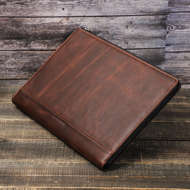 Protective Case Crazy Horse Oil Leather Zipper Laptop Bag - Hiccupzz