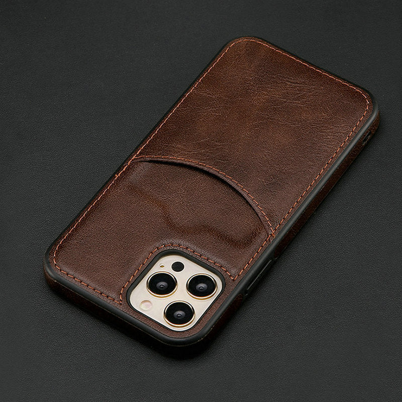 Card-inserting Leather Case Back Cover Type Protective Case - Hiccupzz