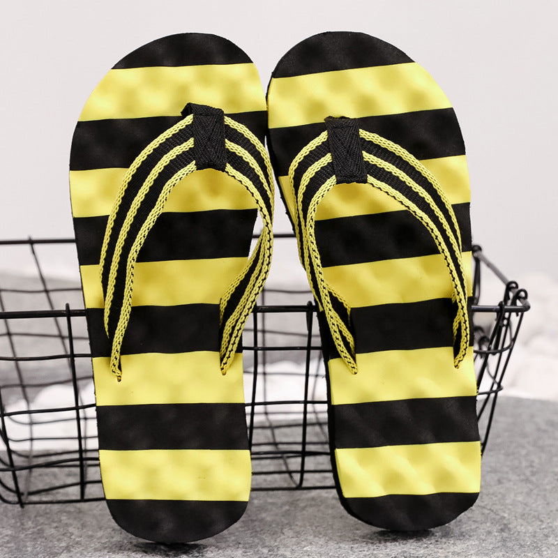 Summer New Color Matching Massage Student Flip Flops Men's Simplicity Fashion Outerwear Personal Leisure Beach Shoes - Hiccupzz