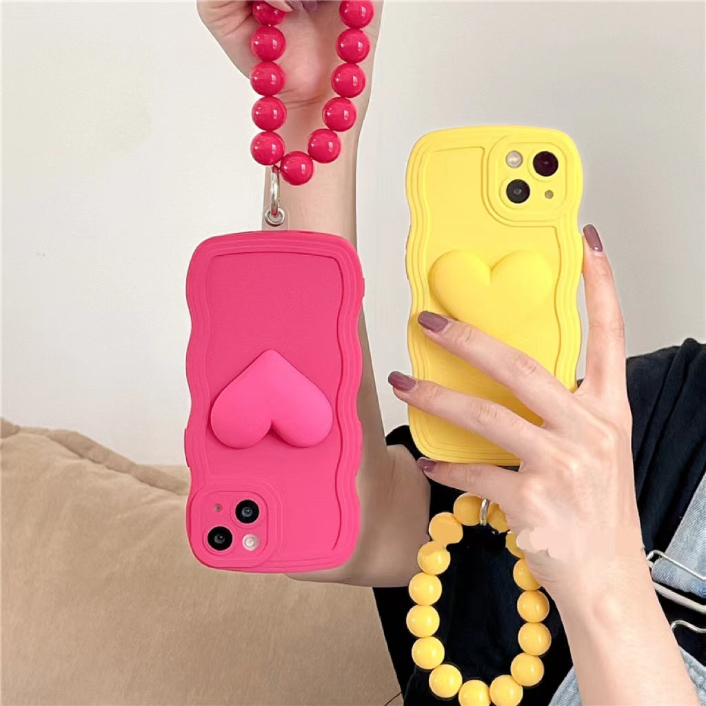 Rose Red Three-dimensional Love Ball Chain Mobile Phone Case Silicone Female Mobile Phone Case - Hiccupzz