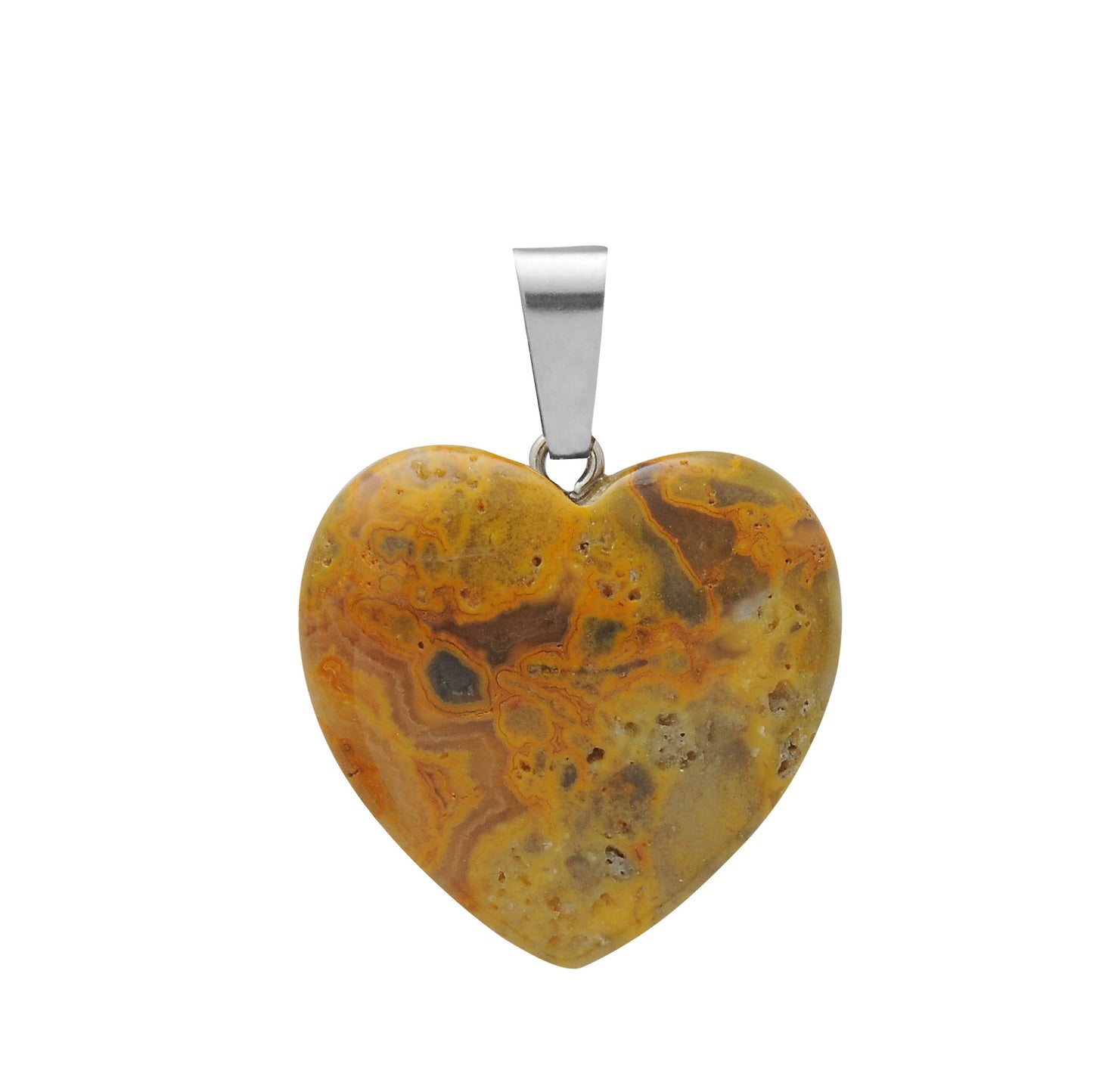 Hand-carved Love Heart Shaped Rough Stone Peach Heart Crystal Necklace - Hiccupzz