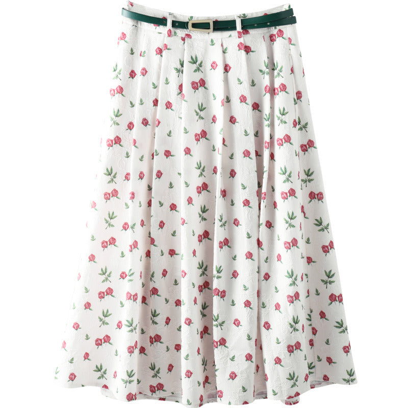 Floral Chiffon High Waist Sweet And Versatile Skirt - Hiccupzz