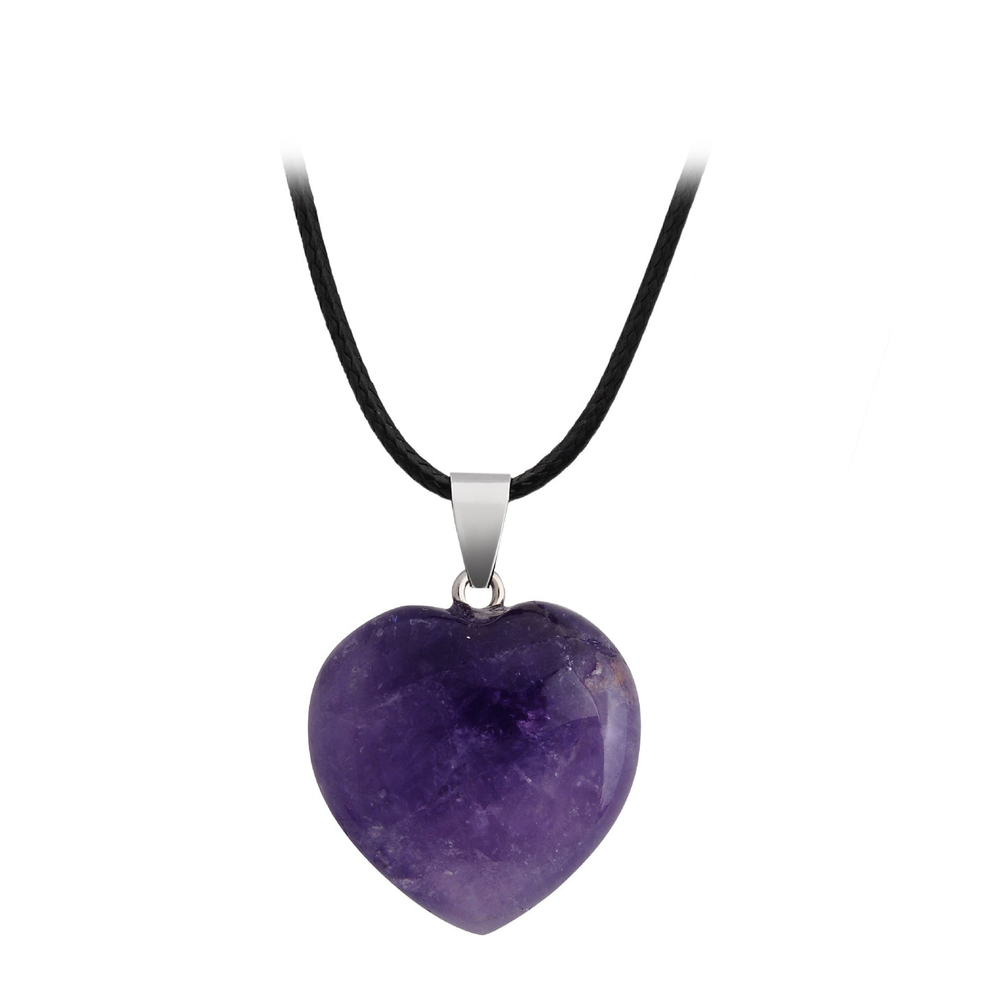 Hand-carved Love Heart Shaped Rough Stone Peach Heart Crystal Necklace - Hiccupzz