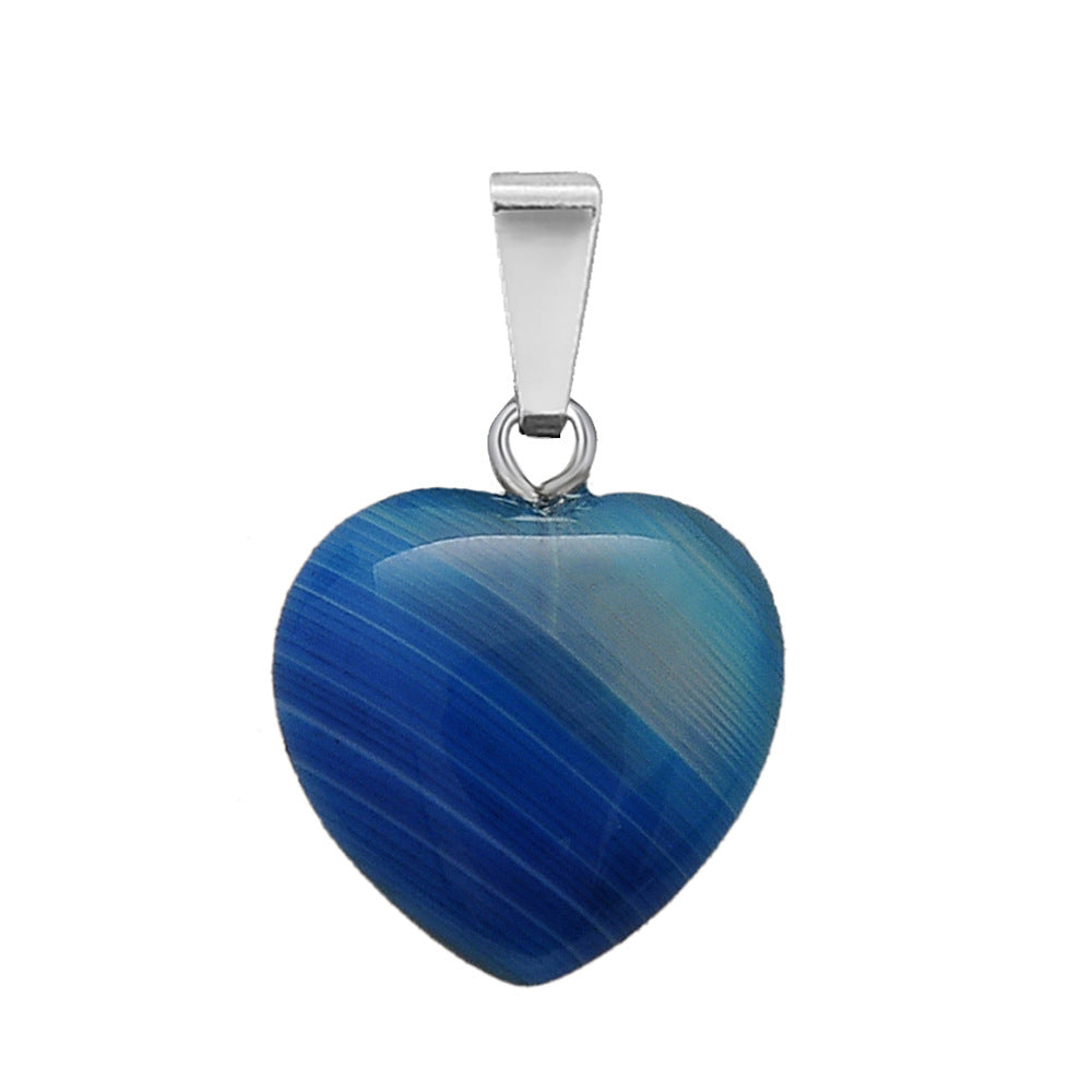 Hand-carved Love Heart Shaped Rough Stone Peach Heart Crystal Necklace - Hiccupzz