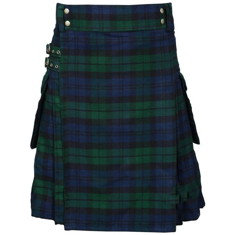 Men's Plaid Contrast Color Pocket Pleated Skirt - Hiccupzz