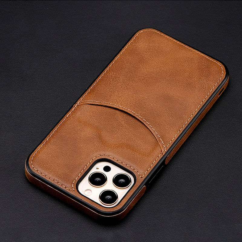 Card-inserting Leather Case Back Cover Type Protective Case - Hiccupzz