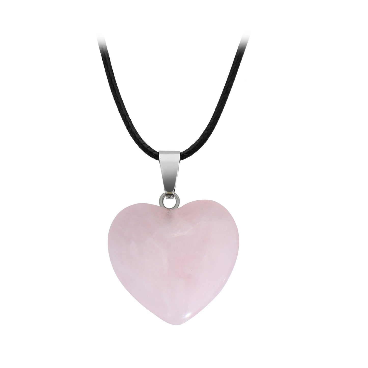 Hand-carved Love Heart Shaped Rough Stone Peach Heart Crystal Necklace - Hiccupzz