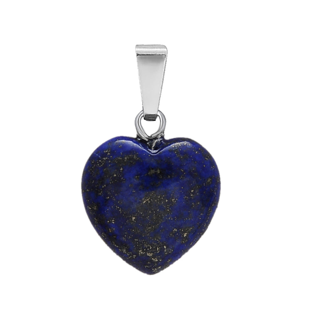 Hand-carved Love Heart Shaped Rough Stone Peach Heart Crystal Necklace - Hiccupzz