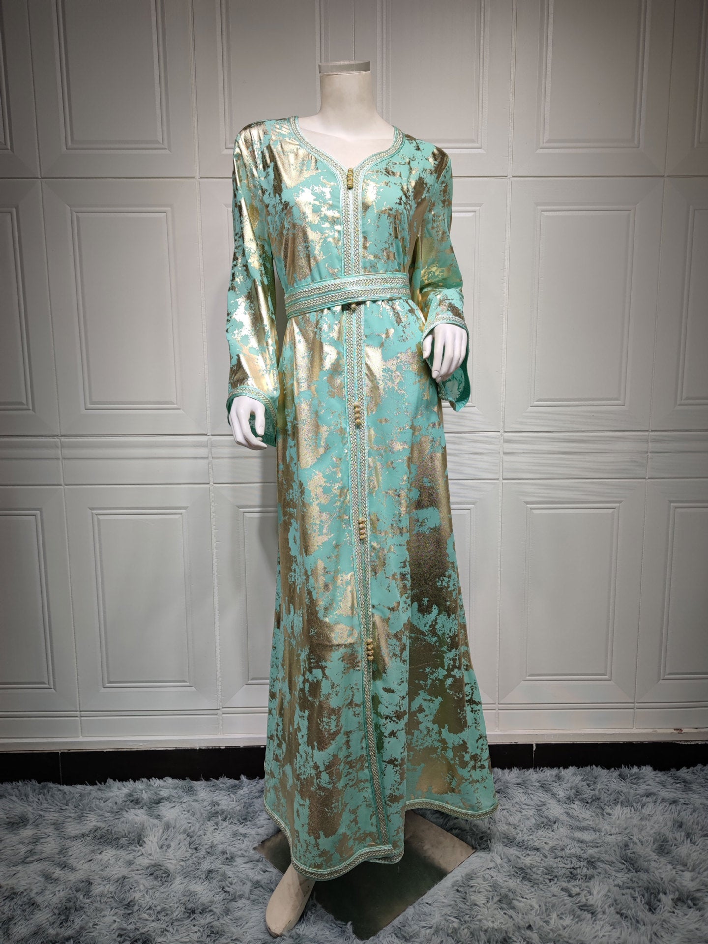 Muslim Gilded Robe Women's Two-piece Set With Belt - Hiccupzz