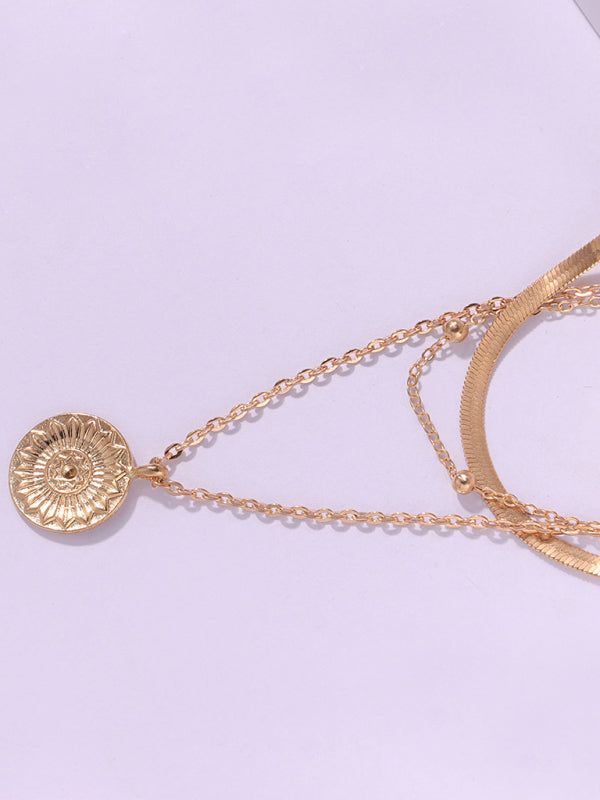 Fashion Versatile Round Tag Personality Simple Multi-Layer Bead Necklace For Women - Hiccupzz