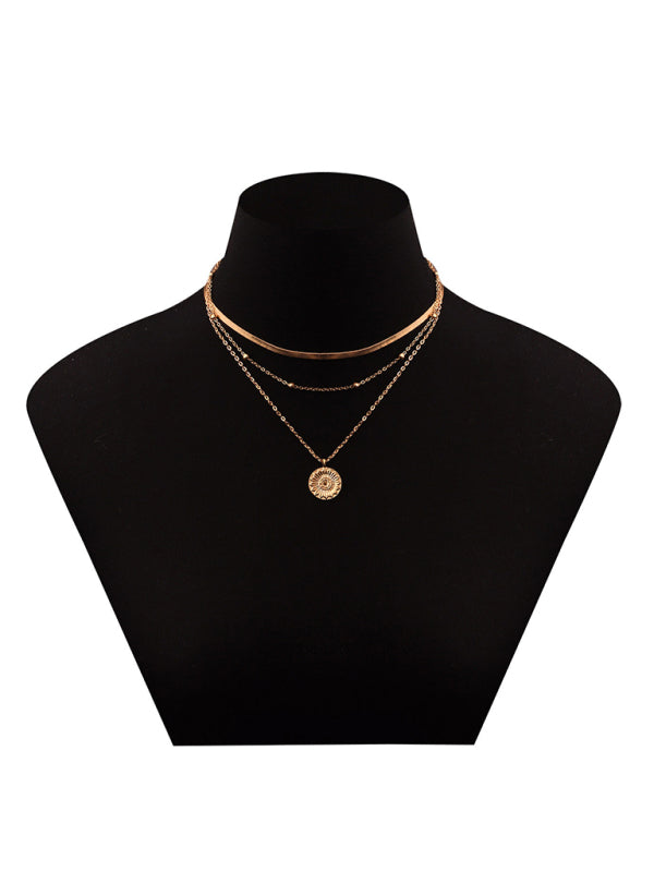 Fashion Versatile Round Tag Personality Simple Multi-Layer Bead Necklace For Women - Hiccupzz