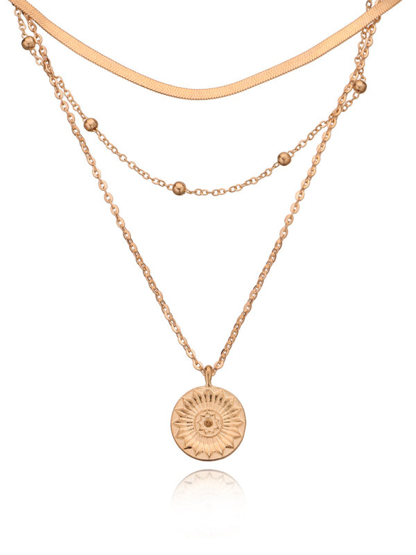 Fashion Versatile Round Tag Personality Simple Multi-Layer Bead Necklace For Women - Hiccupzz